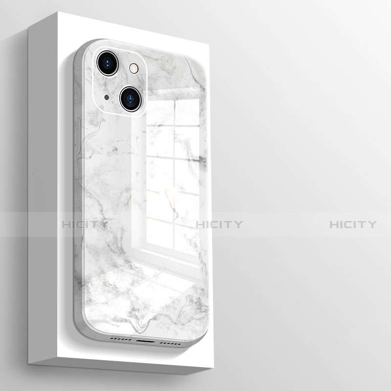 Custodia Silicone Specchio Laterale Cover M05 per Apple iPhone 13 Bianco