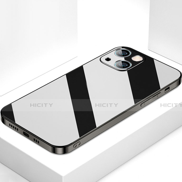 Custodia Silicone Specchio Laterale Cover M09 per Apple iPhone 13 Mini Nero