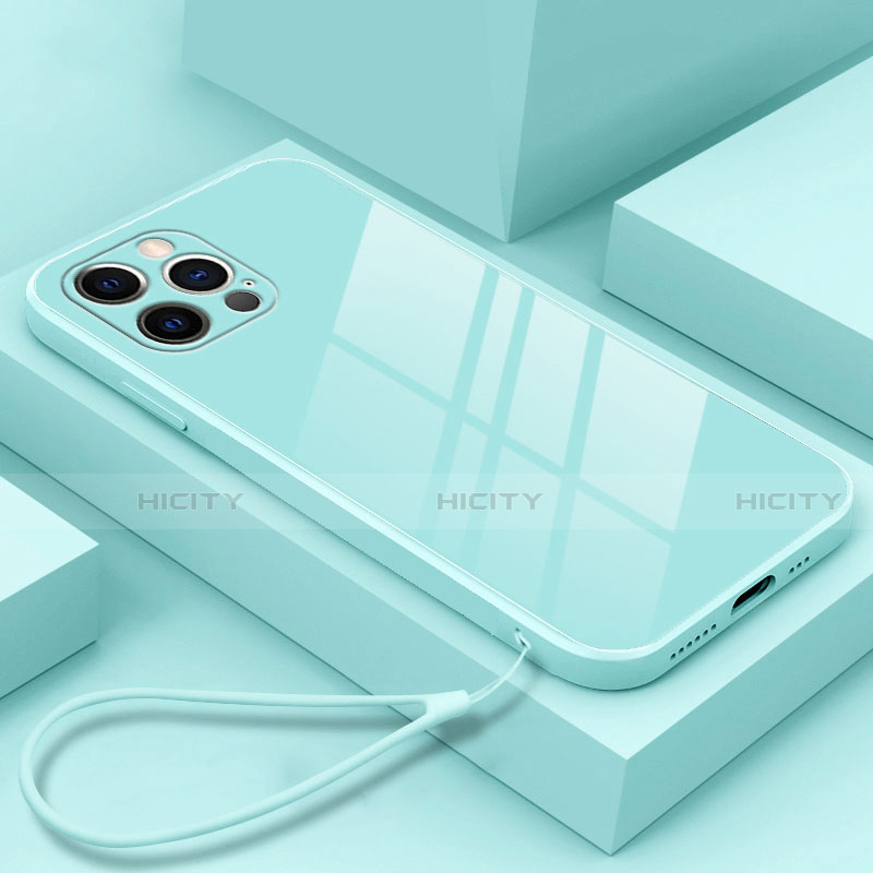 Custodia Silicone Specchio Laterale Cover M09 per Apple iPhone 13 Pro Cielo Blu