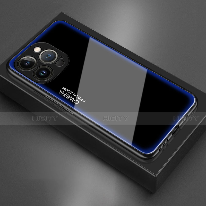 Custodia Silicone Specchio Laterale Cover per Apple iPhone 13 Pro Max Blu