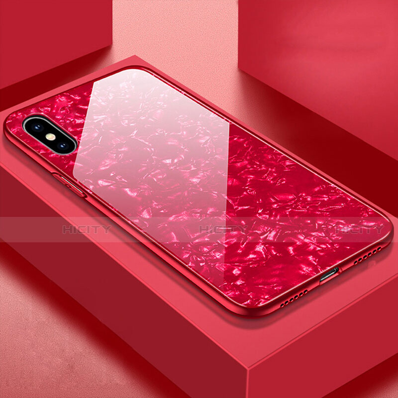 Custodia Silicone Specchio Laterale Cover per Apple iPhone X Rosso
