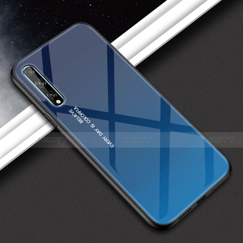 Custodia Silicone Specchio Laterale Cover per Huawei Enjoy 10S Blu