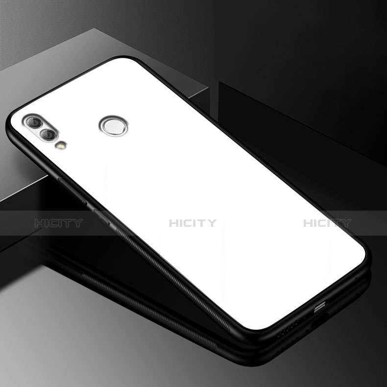 Custodia Silicone Specchio Laterale Cover per Huawei Enjoy 9 Plus Bianco