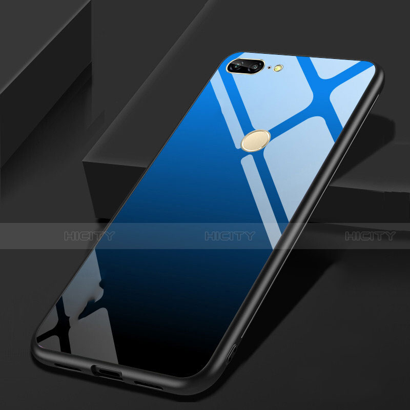 Custodia Silicone Specchio Laterale Cover per Huawei Honor 9 Lite Blu e Nero