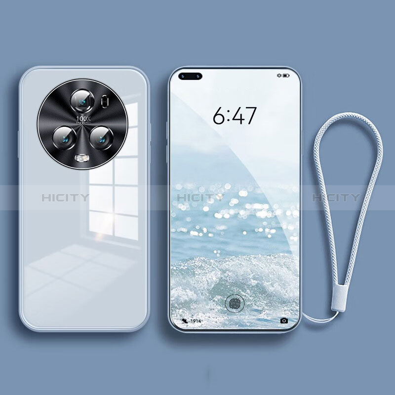 Custodia Silicone Specchio Laterale Cover per Huawei Honor Magic5 Pro 5G Azzurro