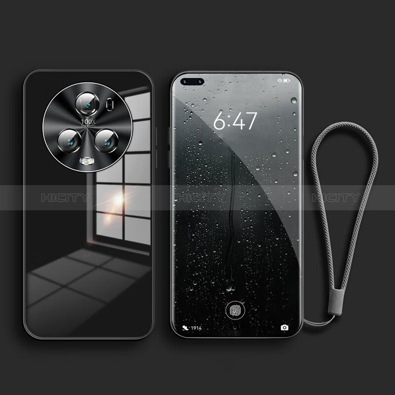 Custodia Silicone Specchio Laterale Cover per Huawei Honor Magic5 Pro 5G Nero
