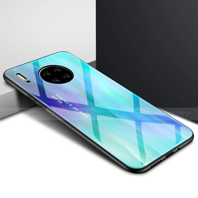 Custodia Silicone Specchio Laterale Cover per Huawei Mate 30 Pro 5G Blu