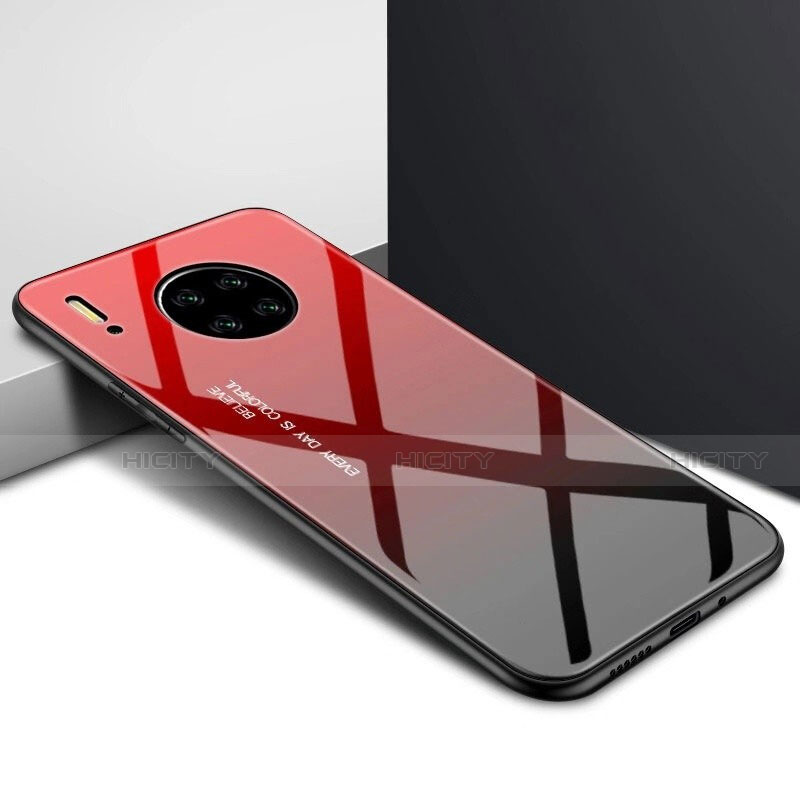 Custodia Silicone Specchio Laterale Cover per Huawei Mate 30E Pro 5G Rosso