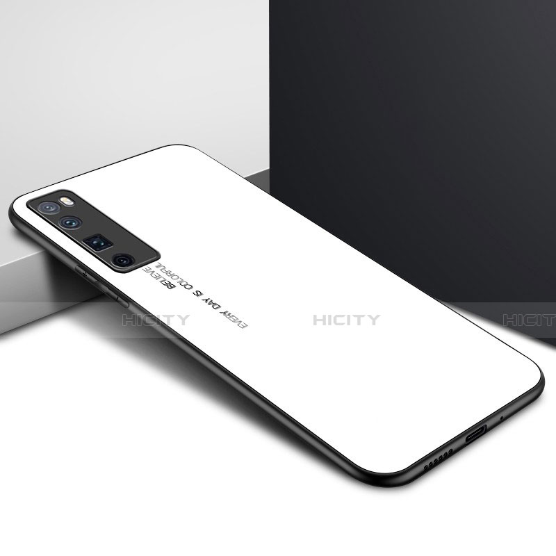 Custodia Silicone Specchio Laterale Cover per Huawei Nova 7 Pro 5G Bianco