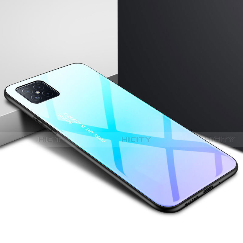 Custodia Silicone Specchio Laterale Cover per Huawei Nova 8 SE 5G Cielo Blu
