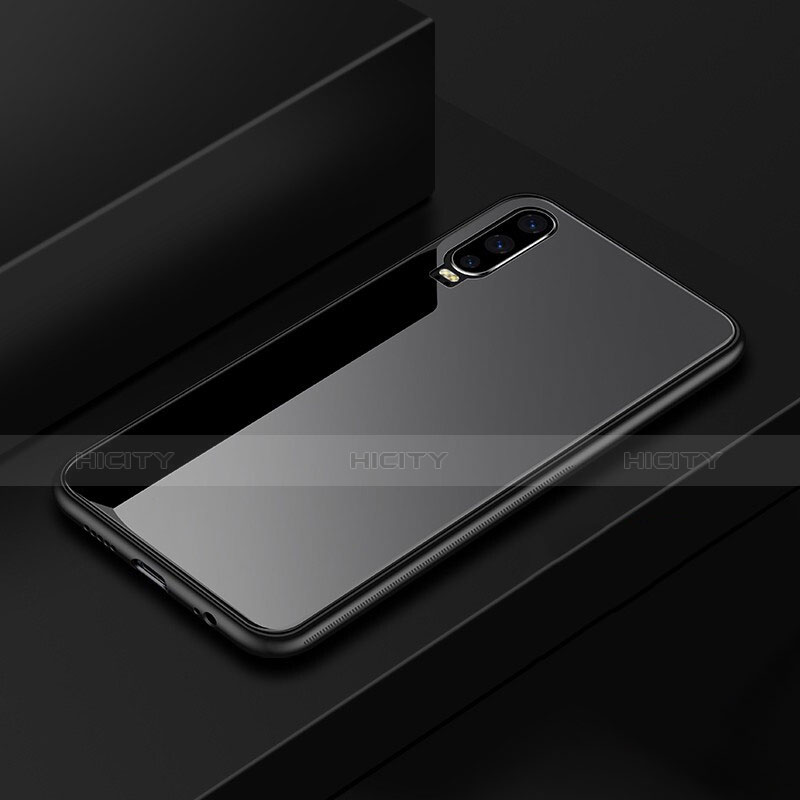 Custodia Silicone Specchio Laterale Cover per Huawei P30 Nero