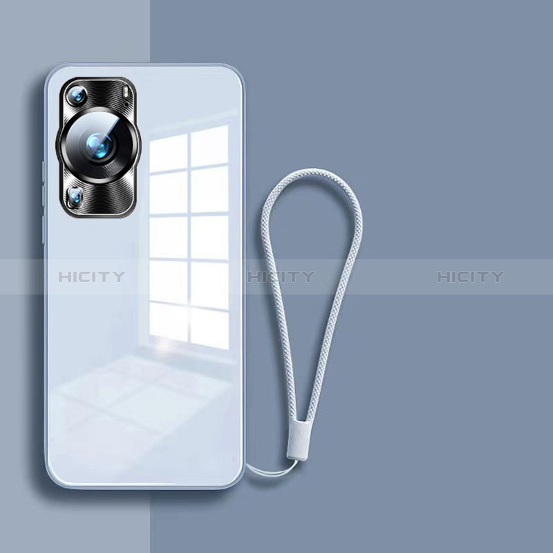 Custodia Silicone Specchio Laterale Cover per Huawei P60 Cielo Blu