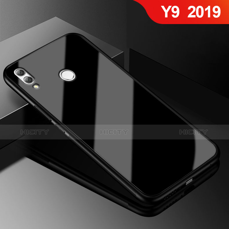 Custodia Silicone Specchio Laterale Cover per Huawei Y9 (2019) Nero