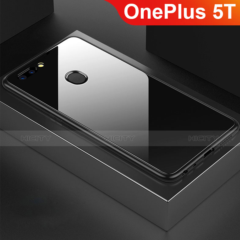 Custodia Silicone Specchio Laterale Cover per OnePlus 5T A5010 Nero