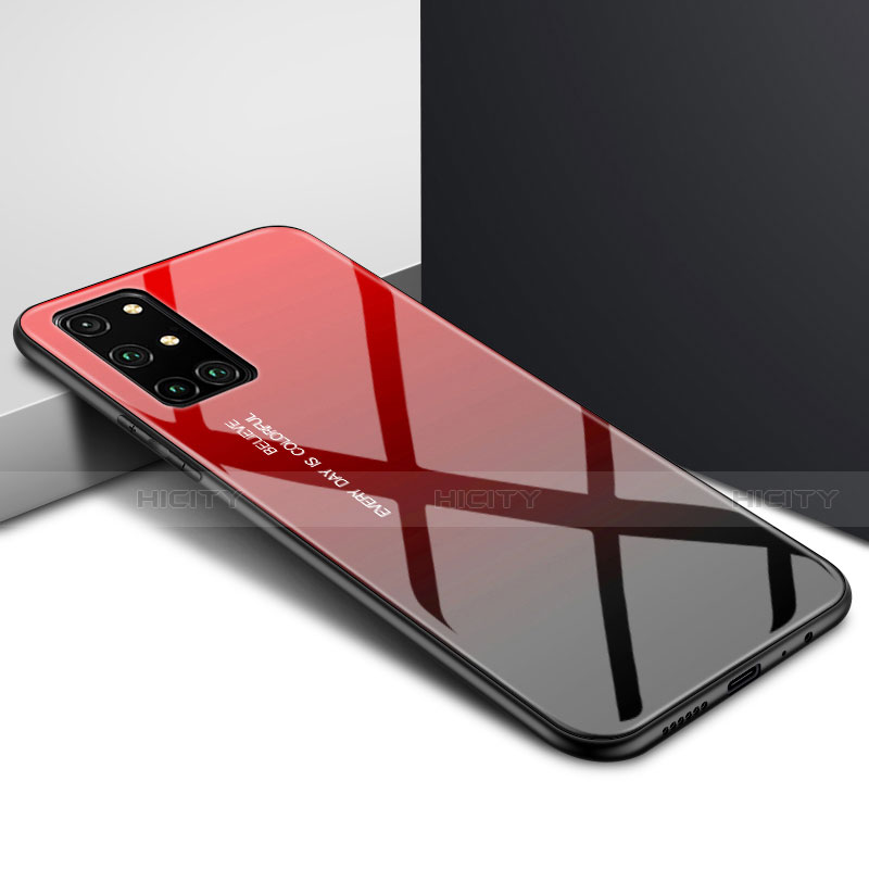 Custodia Silicone Specchio Laterale Cover per OnePlus 8T 5G Rosso