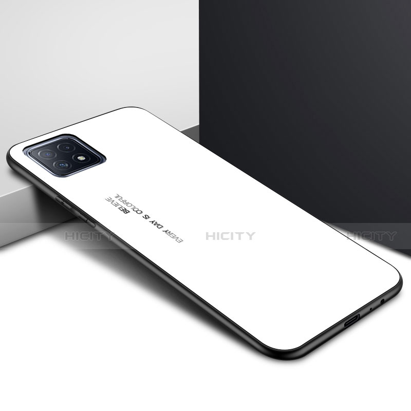 Custodia Silicone Specchio Laterale Cover per Oppo A73 5G Bianco