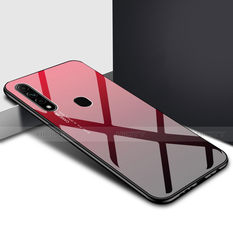 Custodia Silicone Specchio Laterale Cover per Oppo A8 Rosso