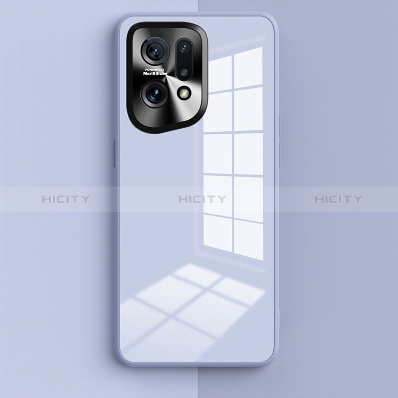 Custodia Silicone Specchio Laterale Cover per Oppo Find X5 5G Azzurro