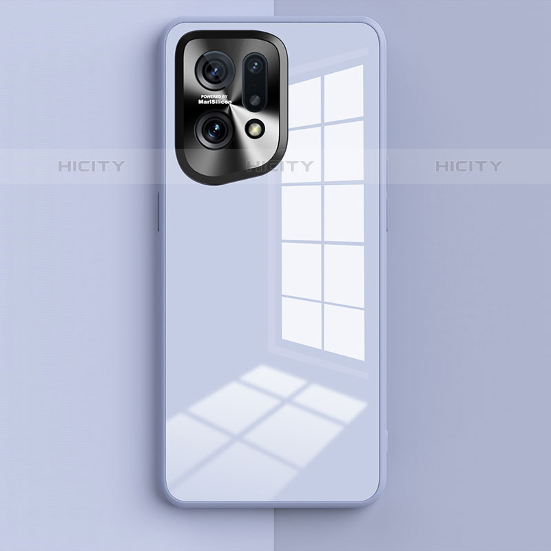 Custodia Silicone Specchio Laterale Cover per Oppo Find X5 Pro 5G Azzurro