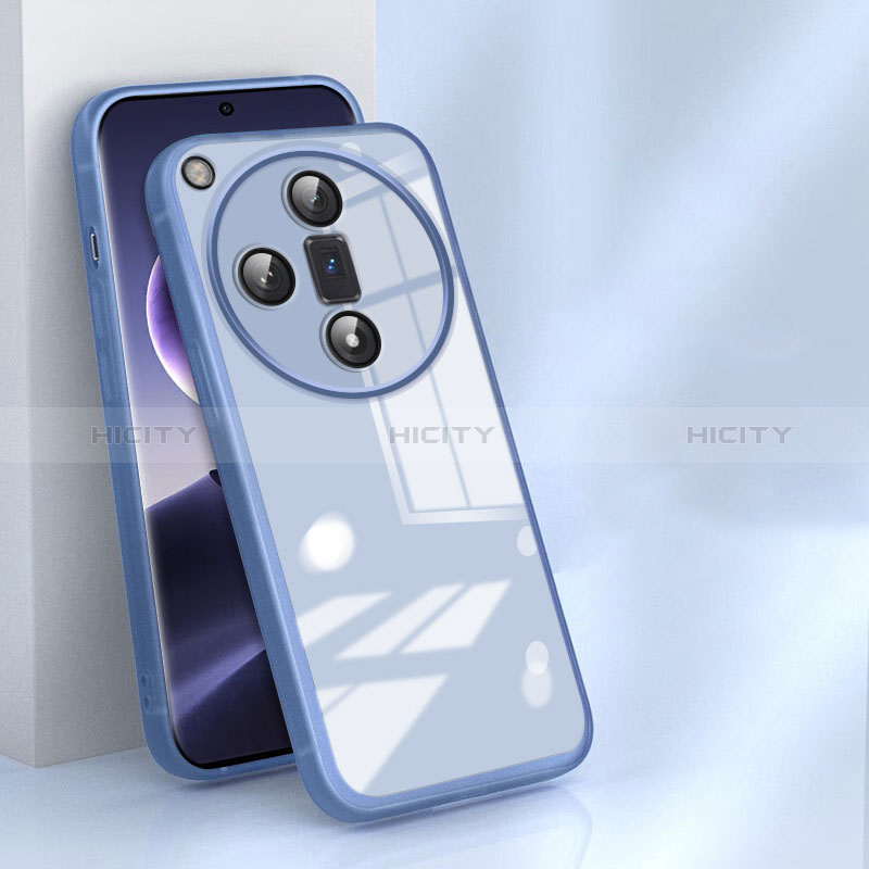 Custodia Silicone Specchio Laterale Cover per Oppo Find X7 5G Blu