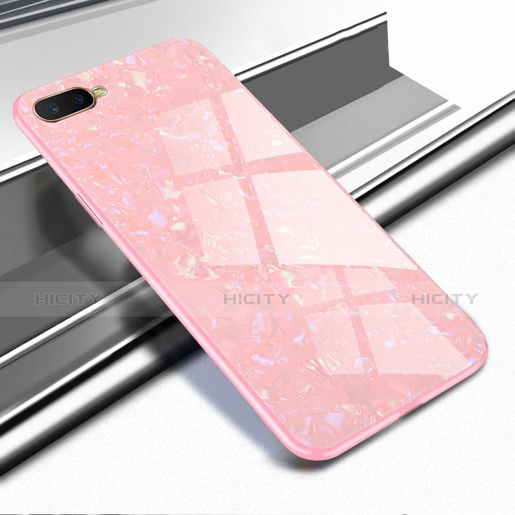 Custodia Silicone Specchio Laterale Cover per Oppo K1 Oro Rosa