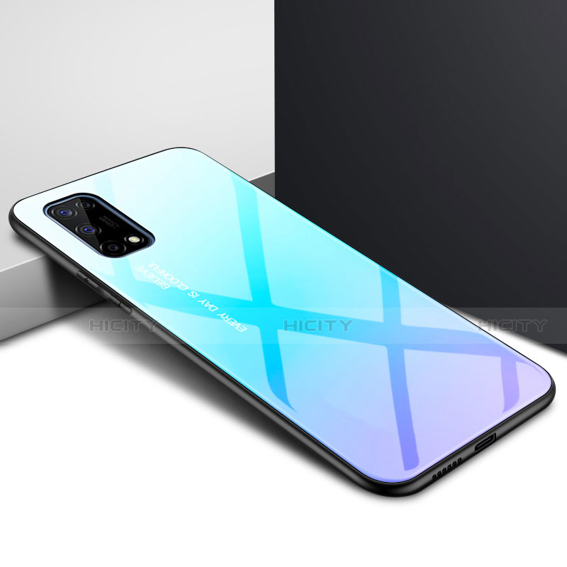 Custodia Silicone Specchio Laterale Cover per Realme X7 Pro 5G Azzurro