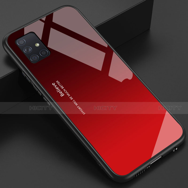 Custodia Silicone Specchio Laterale Cover per Samsung Galaxy A51 4G Rosso