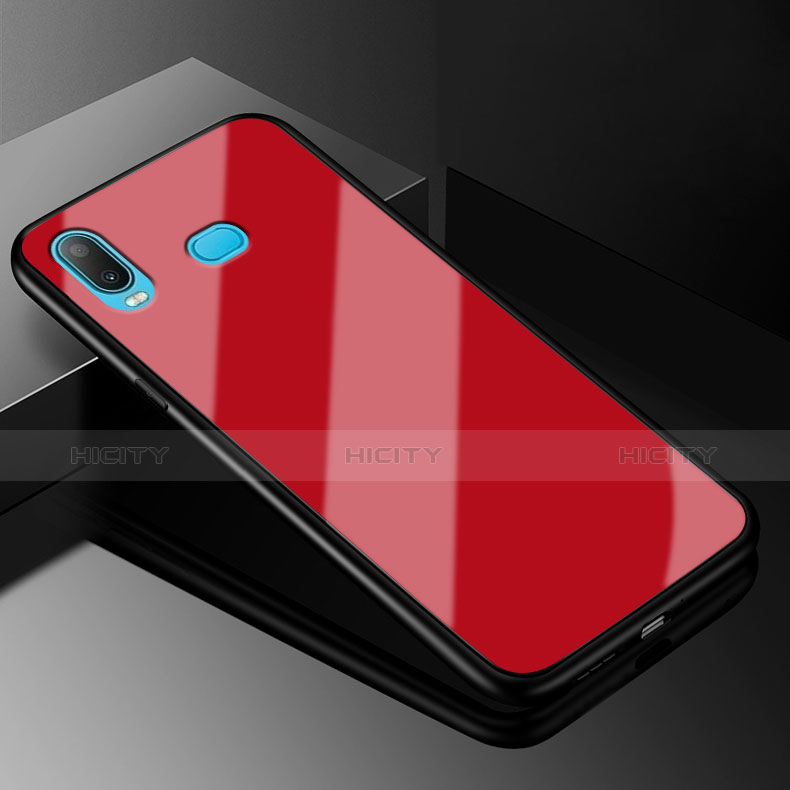 Custodia Silicone Specchio Laterale Cover per Samsung Galaxy A6s Rosso