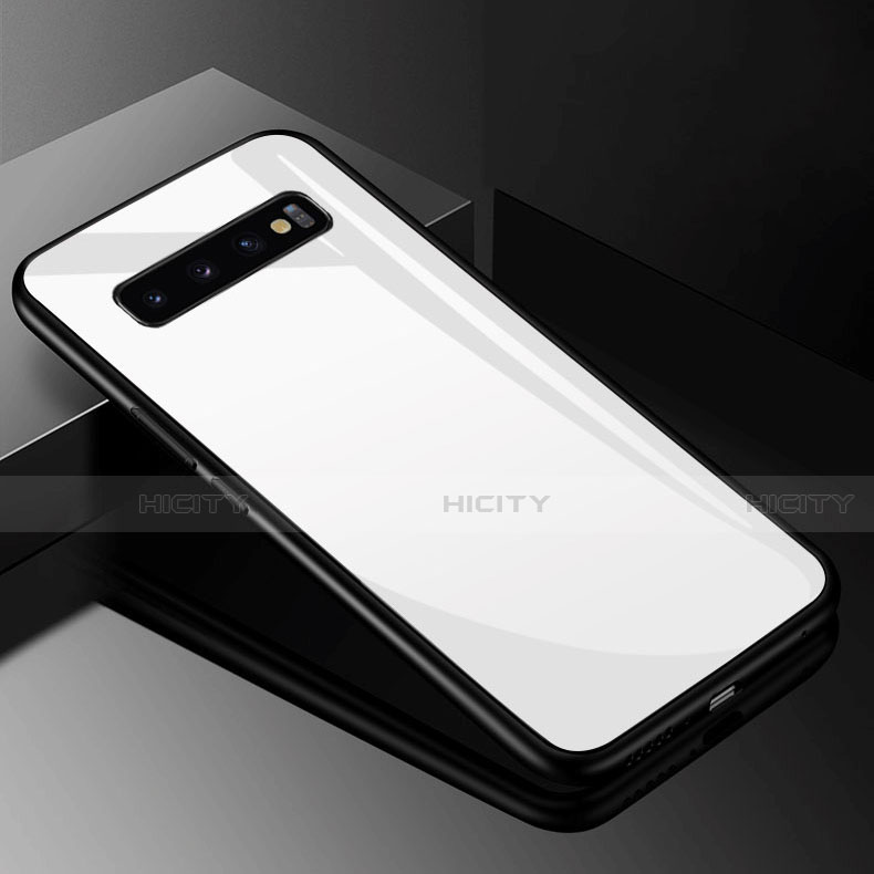 Custodia Silicone Specchio Laterale Cover per Samsung Galaxy S10 5G Bianco