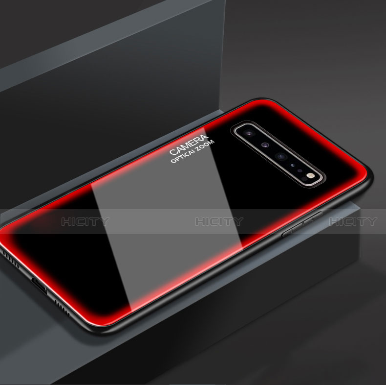 Custodia Silicone Specchio Laterale Cover per Samsung Galaxy S10 5G SM-G977B Rosso