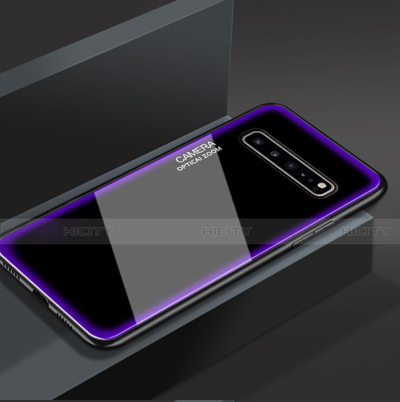 Custodia Silicone Specchio Laterale Cover per Samsung Galaxy S10 5G SM-G977B Viola