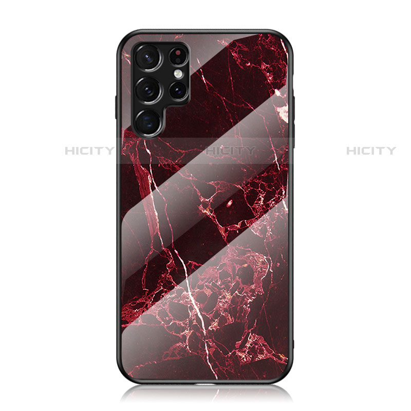 Custodia Silicone Specchio Laterale Cover per Samsung Galaxy S21 Ultra 5G Rosso