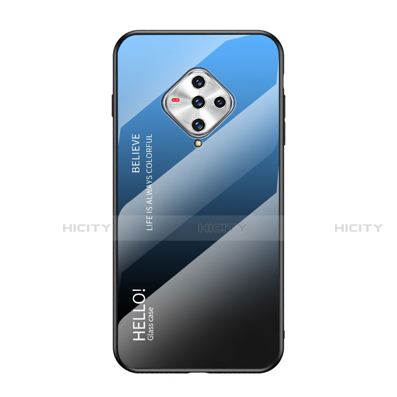 Custodia Silicone Specchio Laterale Cover per Vivo X50e 5G Blu