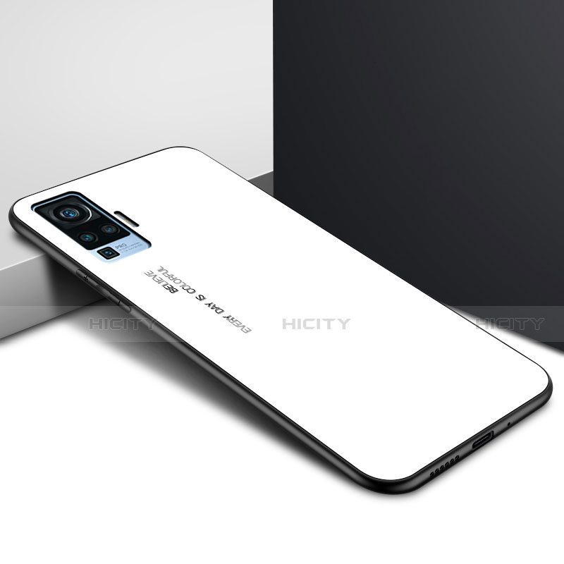 Custodia Silicone Specchio Laterale Cover per Vivo X51 5G Bianco