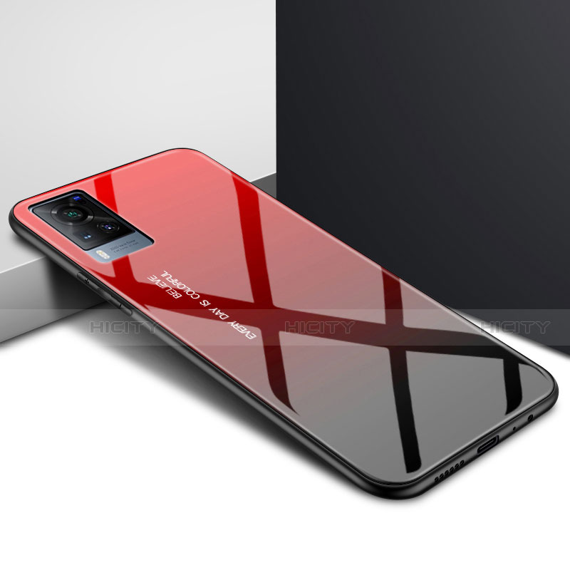 Custodia Silicone Specchio Laterale Cover per Vivo X60 5G Rosso