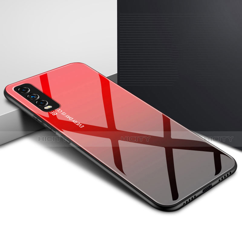 Custodia Silicone Specchio Laterale Cover per Vivo Y12s Rosso