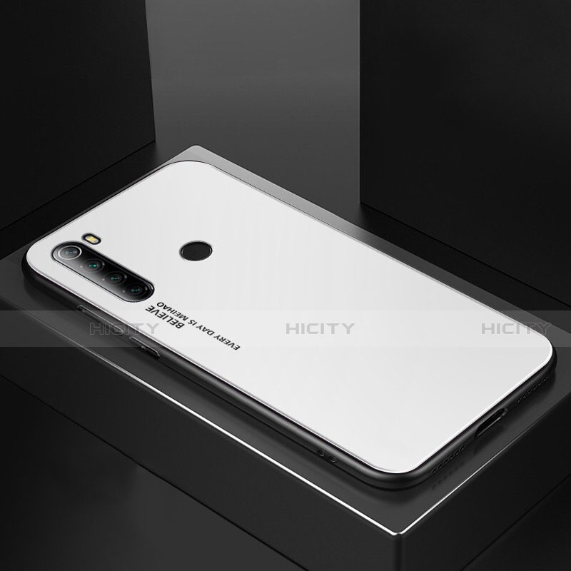 Custodia Silicone Specchio Laterale Cover per Xiaomi Redmi Note 8 (2021) Bianco