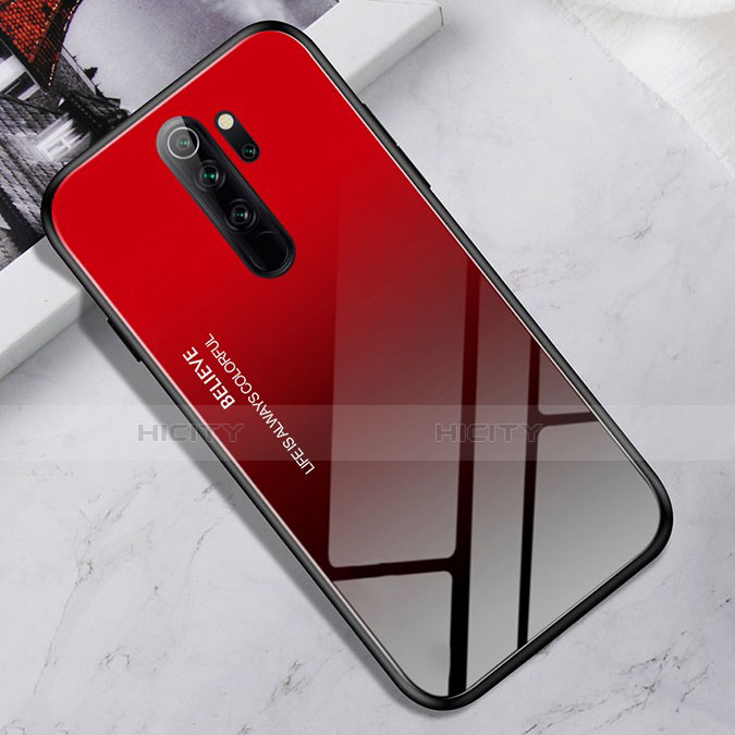 Custodia Silicone Specchio Laterale Cover per Xiaomi Redmi Note 8 Pro Rosso
