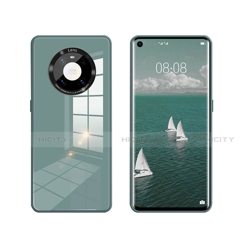 Custodia Silicone Specchio Laterale Cover T01 per Huawei Mate 40 Verde