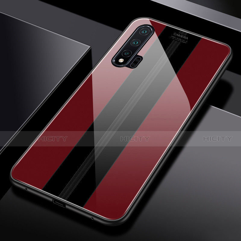Custodia Silicone Specchio Laterale Cover T01 per Huawei Nova 6 Rosso