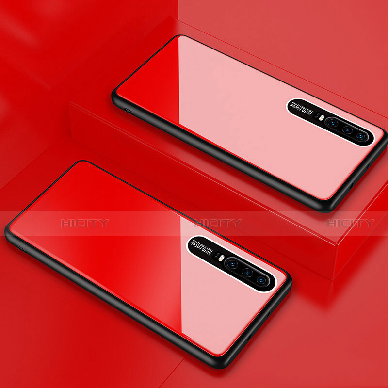 Custodia Silicone Specchio Laterale Cover T01 per Huawei P30 Rosso