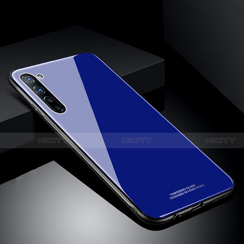 Custodia Silicone Specchio Laterale Cover T01 per Oppo A91 Blu