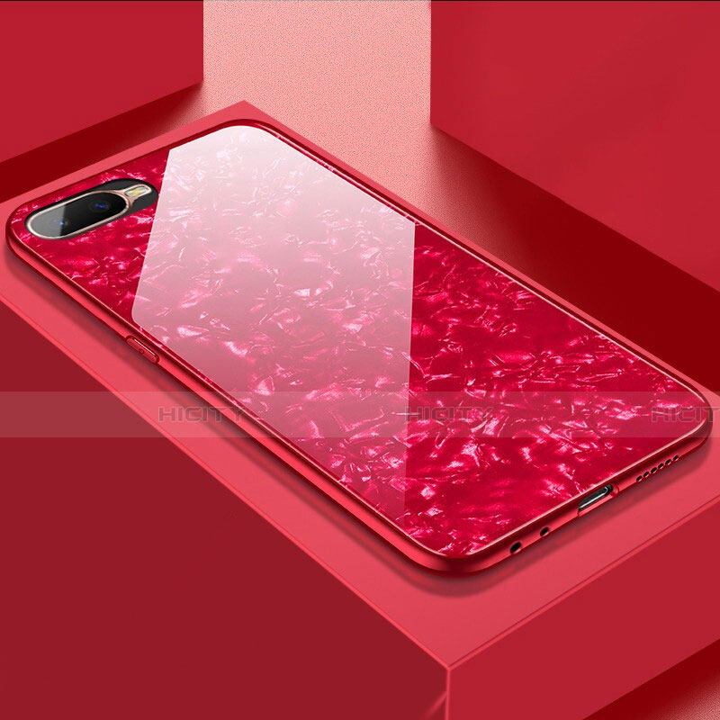 Custodia Silicone Specchio Laterale Cover T01 per Oppo R15X Rosso