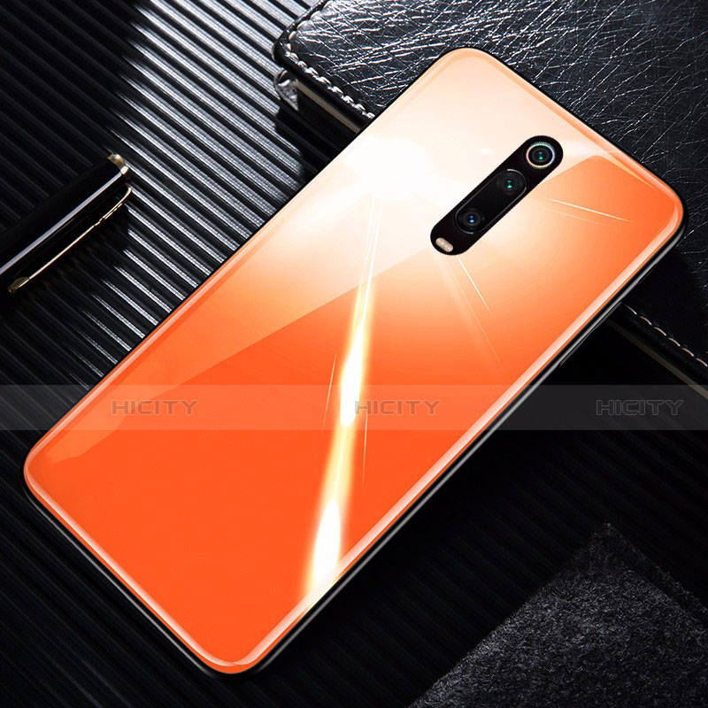 Custodia Silicone Specchio Laterale Cover T01 per Xiaomi Mi 9T Pro Arancione