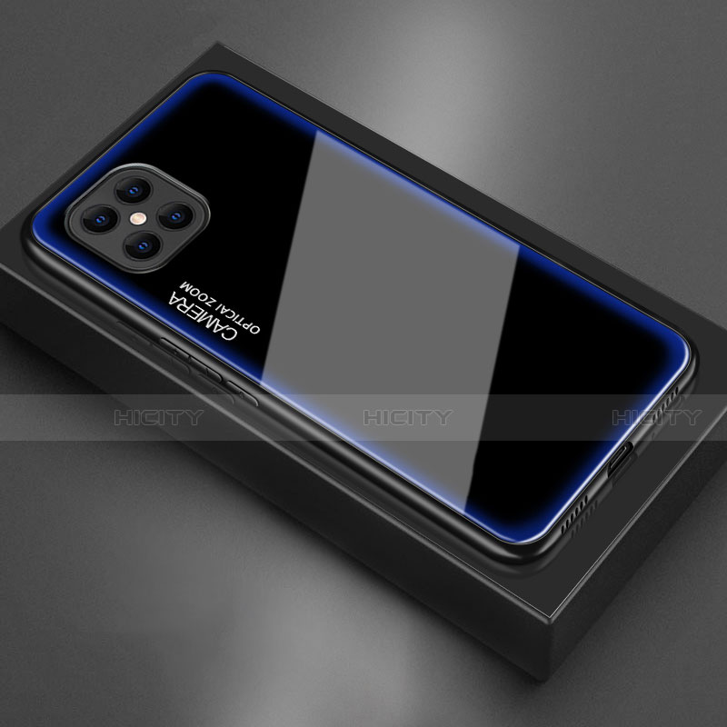 Custodia Silicone Specchio Laterale Cover T02 per Huawei Nova 8 SE 5G Blu