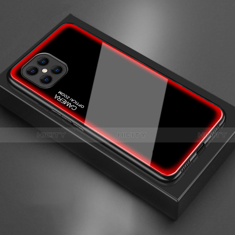 Custodia Silicone Specchio Laterale Cover T02 per Huawei Nova 8 SE 5G Rosso