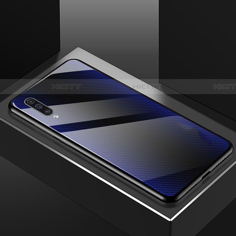 Custodia Silicone Specchio Laterale Cover T02 per Samsung Galaxy A70 Blu
