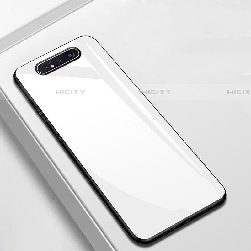 Custodia Silicone Specchio Laterale Cover T02 per Samsung Galaxy A90 4G Bianco