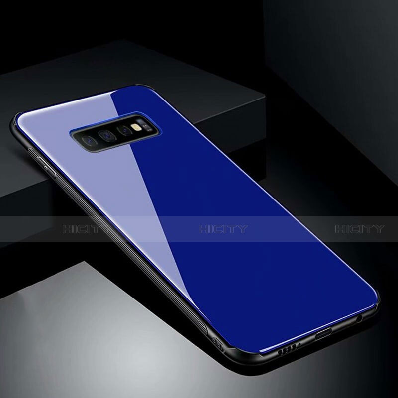 Custodia Silicone Specchio Laterale Cover T02 per Samsung Galaxy S10 Plus Blu
