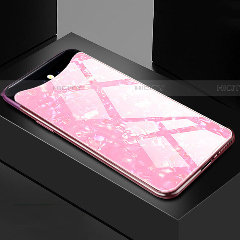 Custodia Silicone Specchio Laterale Cover T03 per Oppo Find X Rosa